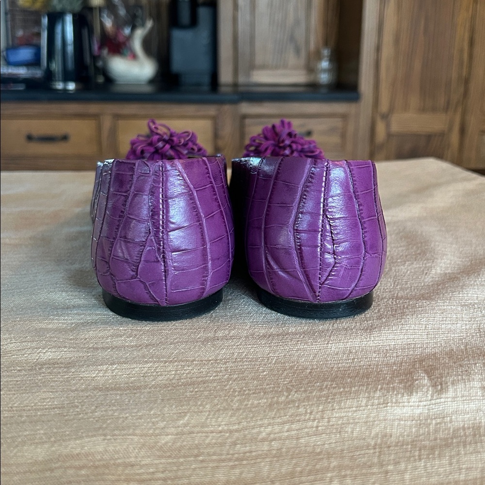 TALBOTS Purple Stella Pom Pom Ballet Flats Leather women’s 10 - Picture 5 of 7